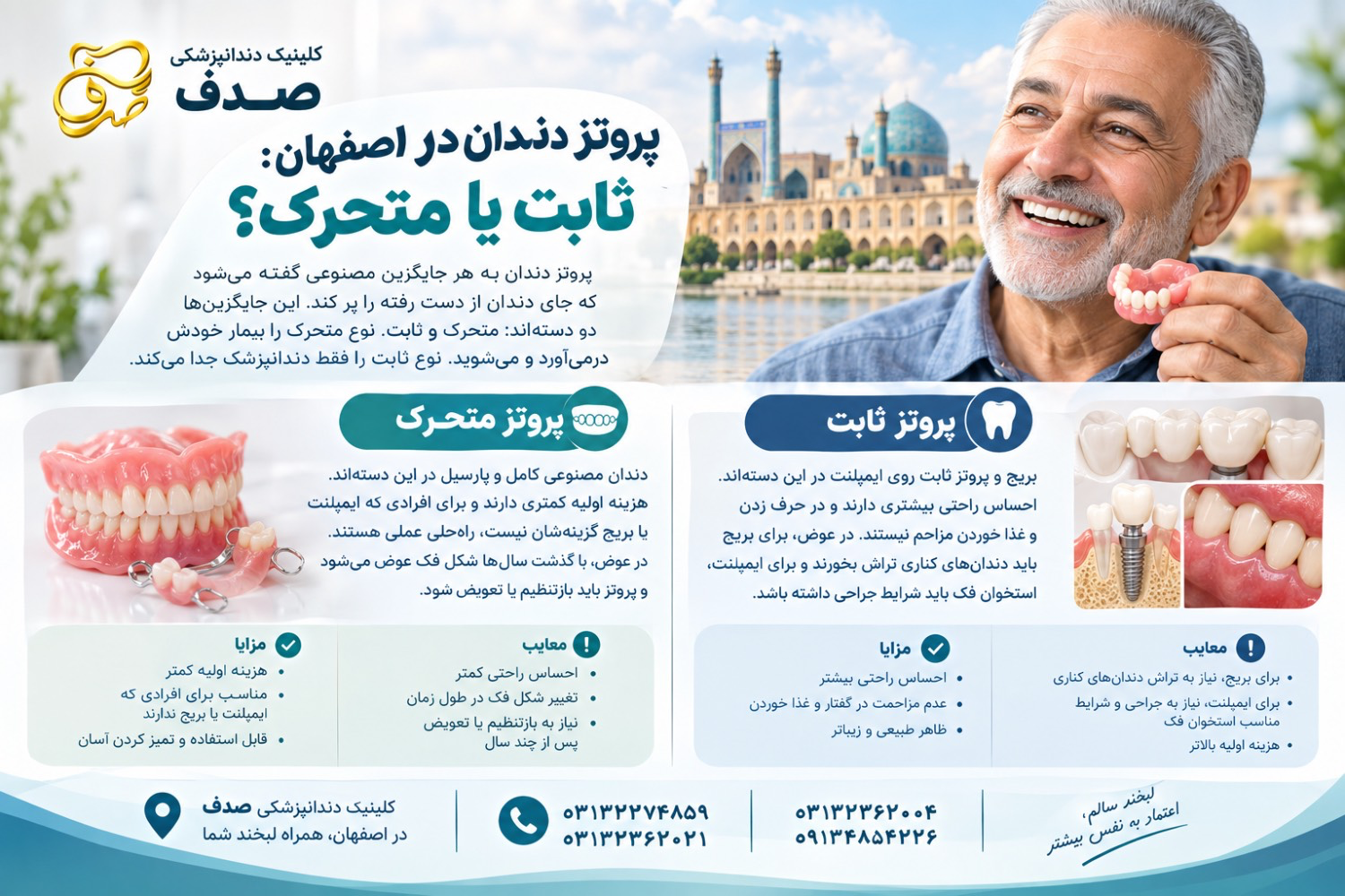 پروتز دندان در اصفهان: ثابت یا متحرک؟